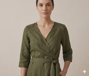 Vestido Largo de Algodón para Mujer, Cuello en V, Mangas Tres Cuartos, Corte Holgado, Estilo Vintage, Transpirable, Ropa Casual de Verano, Diseño OEM - Product Image 3