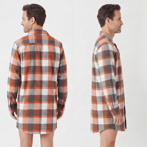 เสื้อเชิ้ตผ้าแฟลนเนลแขนยาวสำหรับผู้ชาย 100% ผ้าฝ้าย เสื้อเชิ้ตผ้าแฟลนเนลลายสก็อตสำหรับผู้ชาย ชุดนอนผ้าแฟลนเนล - Product Image 3