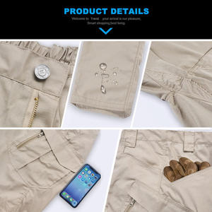 Pantalon cargo tactique pour homme, kaki, polyester, respirant, vêtements d'extérieur, style été - Product Image 5
