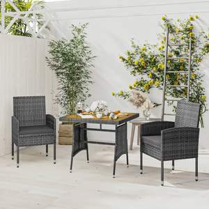 Set da Pranzo per Esterni Durevole in Rattan PE Grigio, Set da Giardino Standard - Product Image 1