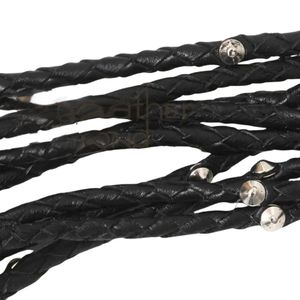 Professional Leather Flogger Whip with Thick Falls Solid Handle Steel Buckle 3.5cm Width Heat-Transfer Printed - Product Image 2