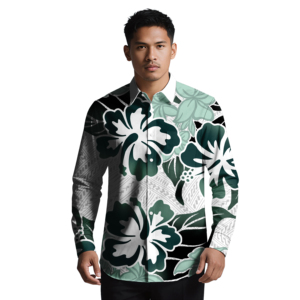 Men Hawaiian Plus 4XL <b>Long</b> Sleeve Tropical Printed <b>Shirt</b> Breathable Casual Polynesian Button-Down <b>Beach</b> 100% Polyester Summer - Product Image 1