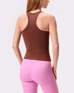 Camiseta sin mangas de cuello alto y ajuste ceñido para mujer, ligera, elástica en cuatro direcciones, cómoda para yoga, gimnasio, uso casual, chaleco tipo stringer para damas. - Product Image 2