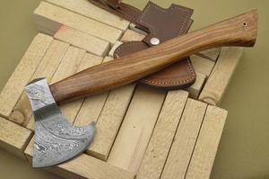 Hacha de acero de Damasco forjada a mano con mango de madera, hacha de constructor para partir leña - Product Image 6
