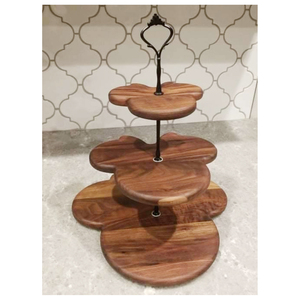 Support à gâteau en bois fait main, élégant, pour fruits, desserts, présentation, décoration de mariage et de fête - Product Image 3