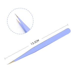 Pinzas antiestáticas de colores para extensión de pestañas, juego de pinzas de acero inoxidable para cejas, pinzas de precisión para belleza, Kit de maquillaje, herramientas de reparación - Product Image 3