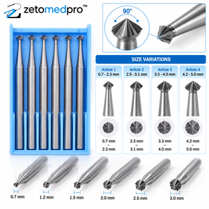 6pcs High Speed Steel 90° Hart Bur Bearing Cutters for Jewelry <b>Stone</b> Setting 0.7-5mm ZetomedPro - Product Image 6
