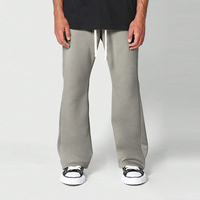 Pantalon de survêtement streetwear pour homme en coton épais doublé polaire, coupe ample, délavé à l'acide, taille élastique avec cordon de serrage, évasé, personnalisable, haute qualité