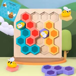 Wudly Montessori Certifié Sûr En Bois Abeille Puzzle Jeu De Logique Éducatif pour Enfants 3 + Années Multi Couleurs Casse-tête - Product Image 1