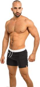 กางเกงว่ายน้ำชายคุณภาพสูงสั่งทำพิเศษ กันน้ำ ป้องกันรังสียูวี สไตล์ลำลองสำหรับชายหาด แบบเรียบ ปักลาย มีเชือกผูก - Product Image 2