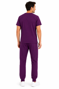 Comfortable Men's <b>Scrubs</b> <b>Set</b> V-Neck Top Jogger Cargo Pants Elastic Waist Medical Uniform Nurse Workwear Custom Wholesale - Product Image 4