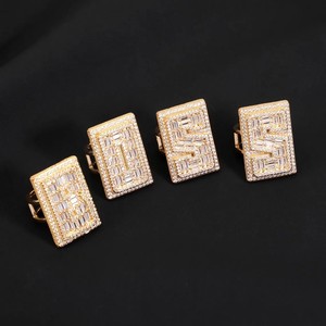 Luxury Alphabet Letter Rings With Moissanite Diamond Iced Out Fashion Jewelry Gift Collection - Product Image 1