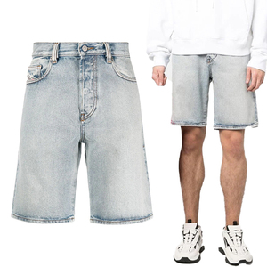 Shorts en jean baggy personnalisés pour hommes, style streetwear, longueur genou, denim déchiré, pour l'été, faible MOQ - Product Image 1