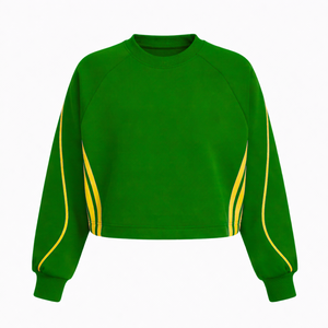 High Quality Women Cropped Sweatshirt Green &Yellow Embroidered Greek Letter logo Sorority Pullover College & University Style - Product Image 6
