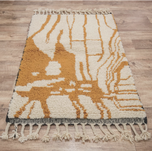 Knots Rug Moroccan Luxury Orange/White Wool Hand Knotted Cushioned Stain Resistant Hand Wash Prayer Living Room Hotel High Pile - Product Image 2