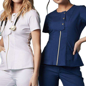 Nursing <b>Uniforms</b> Unisex <b>Scrub</b> Set Top Pant Medical Surgical Nurse Workwear Denim <b>Scrubs</b> - Product Image 1