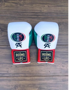 Guantes de Boxeo de Cuero Vacuno Auténtico de Alta Calidad, Sin Boxeo No Hay Vida, Canelo Blanco Rojo Verde, Estilo Mexicano, con Cordones, Ligeros - Product Image 2