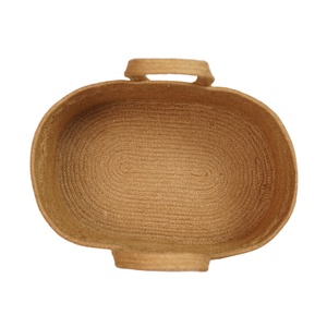 Panier de rangement ovale en jute naturelle fait main avec poignées et bordure tressée, panier organisateur de jouets pour la chambre d'enfant - Product Image 5