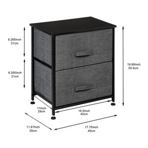Comodino con 2 cassetti, struttura in acciaio robusta, piano in legno, contenitori in tessuto facili da aprire, organizer per camera da letto, unità contenitore - Product Image 5