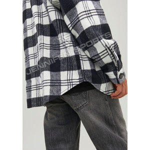 เสื้อเชิ้ตแขนยาวผ้าวูลฟลานเนล 100% สำหรับผู้ชาย ขายส่ง แบบลำลองสำหรับฤดูหนาว สีพื้น ปักโลโก้ได้ตามสั่ง - Product Image 5