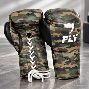 Gants de boxe en cuir Fly, camouflage, lacets, équipement d'entraînement professionnel pour adultes, légers, respirants, logo personnalisé - Product Image 3