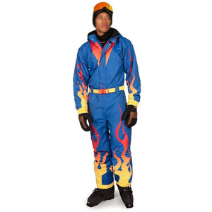 Custom Flame Print <b>One</b> <b>Piece</b> <b>Ski</b> <b>Suit</b> Men <b>Women</b> Waterproof Windproof Insulated Snowboard Jumpsuit Winter Snowsuit OEM Hooded - Product Image 3