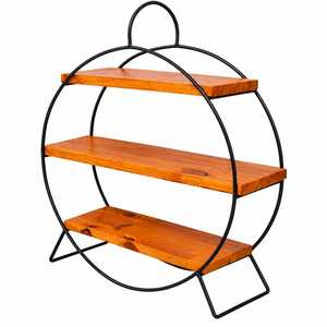 Étagère de présentation en bois avec cadre en métal noir, 3 ou 4 niveaux, étagères de rangement décoratives, finition bois brun rustique, style industriel - Product Image 5
