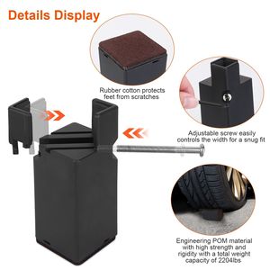 Lot de 4 rehausseurs de meubles robustes, réglables en hauteur (10 cm), pour lit, canapé, table, chaise, avec vis et serre-câble, quincaillerie pour meubles - Product Image 5