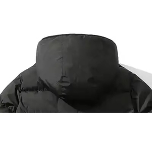 High Quality Coated Zipper up Custom Brand Winter Warm <b>Quilted</b> 100% Polyester Cotton Puffer Unisex Black Hooded Puffy <b>Jacket</b> - Product Image 3