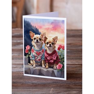 Whimsical Chihuahua Two Hearts A7 Tarjetas de felicitación Paquete de 8 tarjetas de nota en blanco con sobres Tamaño 5x7 - Product Image 2