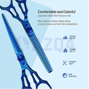Stainless Steel Professional Right-Handed Barber Scissors Set Medium Handle Hair Cutting Thinning Scissors Finger <b>Rings</b> - Product Image 3