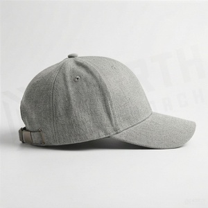 Casquette de baseball unisexe grise à 6 panneaux en coton, visière ajustée, chapeau décontracté pour adulte, couleur unie, à porter en toutes saisons - Product Image 3