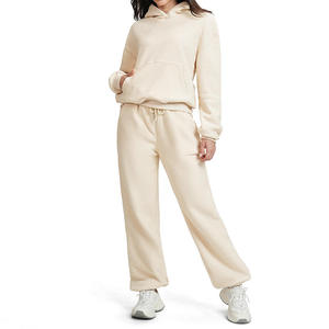 Ensemble de survêtement en molleton brossé pour femmes, fabrication OEM, faible MOQ, pour marques de mode. - Product Image 3