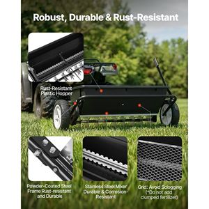 Aeratore Manuale Trainabile per Prato con Larghezza di Spargimento 32 Pollici, Spargitore Universale con Attacco a Gancio e Punte per Aerazione - Product Image 5