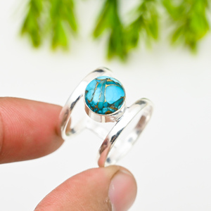 925 Silver Luxury <b>Turquoise</b> Gemstone <b>Rings</b> for Party - Product Image 4