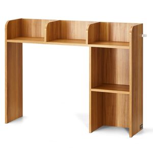 Organisateur de bureau en bois à 2 niveaux 37,2'' x 9,5'' x 28,9'' Étagère de rangement de bureau en bois avec tiroir de présentation - Product Image 1