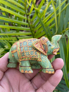 Hand Carved Hand Painted Natural Green Aventurine <b>Elephant</b> Statue Crystal Decor OEM ODM Wholesale Supplier - Product Image 1