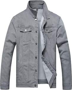Veste en jean décontractée pour homme, 100 % coton, avec logo personnalisé sur le devant, respirante, écologique, séchage rapide, pour usage extérieur, 280g, vente en gros - Product Image 1