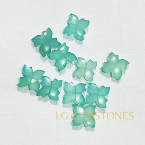 พลอยแคลเซโดนีสีน้ำเงินธรรมชาติรูปดอกไม้แกะสลักสำหรับขายส่ง, พลอยแคลเซโดนีสีน้ำเงินแกะสลักด้วยมือสำหรับทำเครื่องประดับ - Product Image 1