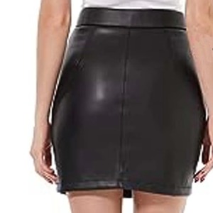 Elegante Minifalda Vintage de Pana y Cuero Genuino para Mujer con Cierre de Cremallera y Cintura Alta para Invierno - Product Image 4