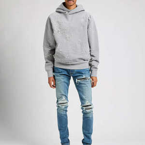 Sudadera con Capucha para Hombre, Diseño Personalizado, Algodón/Felpa, Parches con Letras Bordadas en 3D, Corte Regular, Estilo Vintage, Lavado Ácido, Patrón a Cuadros - Product Image 2