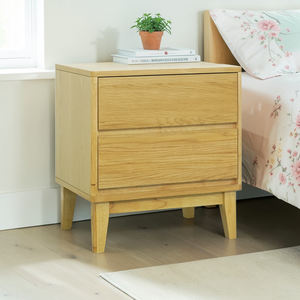 Table de chevet en bois massif écologique, 2 tiroirs, table de nuit minimaliste en bois, fabrication vietnamienne OEM/ODM - Product Image 1