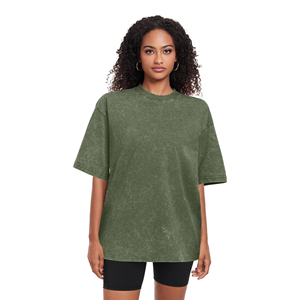 Camisetas de Lona con Lavado Ácido de Último Diseño para Mujer, Ecológicas, de Poliéster y Algodón, con Logotipo Personalizado, MOQ Bajo, Ropa Casual de Verano, OEM - Product Image 1