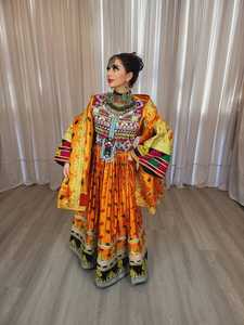Robe longue en dentelle brodée style afghan populaire pour femmes, manches longues, en tissu naturel, pour les soirées. - Product Image 3