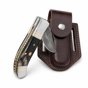 Couteau de poche multifonctionnel Jexmoo OEM en acier Damas fait main, pointe clip, qualité industrielle, 9 pouces, manche élégant en cuir - Product Image 2
