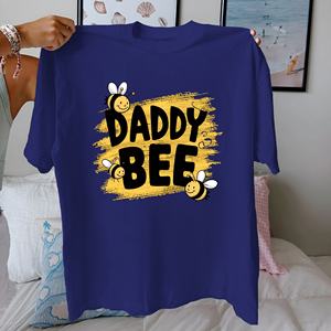 Camiseta con estampado informal de DADDY BEE para mujer, ajuste cómodo, tela de punto de algodón puro 100% - Product Image 1
