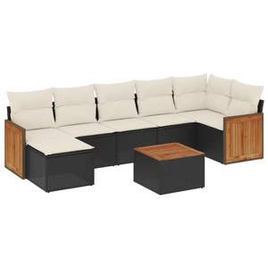 Grand ensemble de canapés de jardin modulaires en rotin PE noir, collection de meubles d'extérieur élégante - Product Image 2