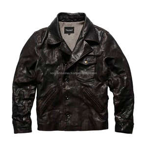 Vestes en cuir véritable rétro vintage de haute qualité, durables, en cuir de cheval ciré noir, sur mesure, vente en gros - Product Image 1