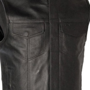 Classic Black <b>Leather</b> Hooded Vest for Men Street Style Biker <b>Sleeveless</b> <b>Jacket</b> with Dual Chest Pockets Quick Shipping - Product Image 4