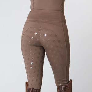 Women High Waist Full Length Equestrian Riding Pants With Pockets Knitted Spandex Nylon Four-Way Stretch Solid Color - Product Image 4